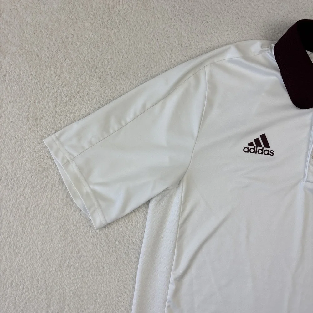 MISSISSIPPI STATE BULLDOGS x ADIDAS Mens Polo Shirt Medium White Golf Stretch SS